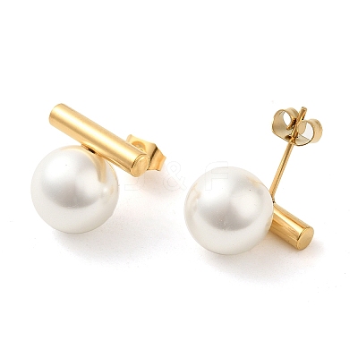 Ion Plating(IP) 304 Stainless Steel Studs Earrings EJEW-K277-01G-1