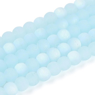 Frosted Imitation Jade Glass Beads Strands GLAA-T032-J4mm-MBB04-1