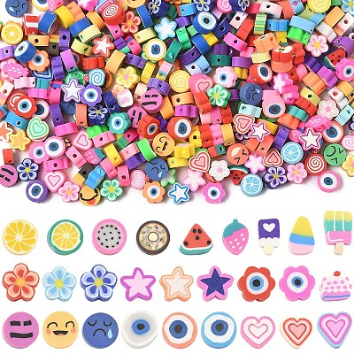 400Pcs 8 Styles Handmade Polymer Clay Beads CLAY-YW0002-53-1