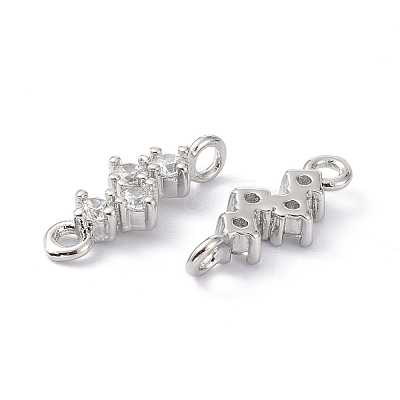 Eco-Friendly Brass Micro Pave Clear Cubic Zirconia Links Connectors ZIRC-C022-03P-1