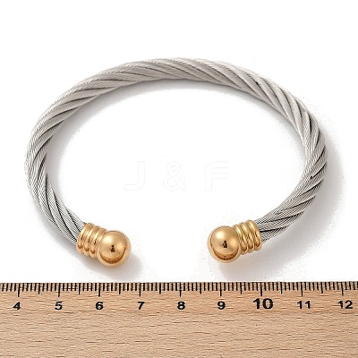 304 Stainless Steel Cuff Bangles BJEW-M136-01A-PG-1