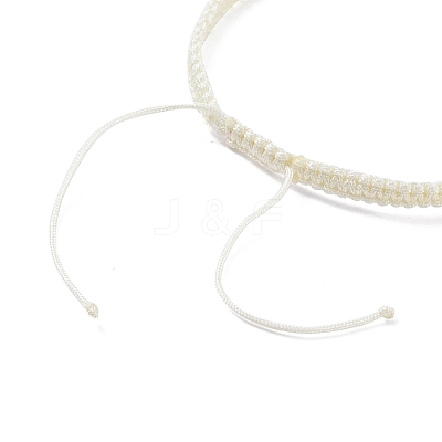 Flat Round with Evil Eye Glass & Resin Braided Bead Bracelet for Women BJEW-JB08077-1