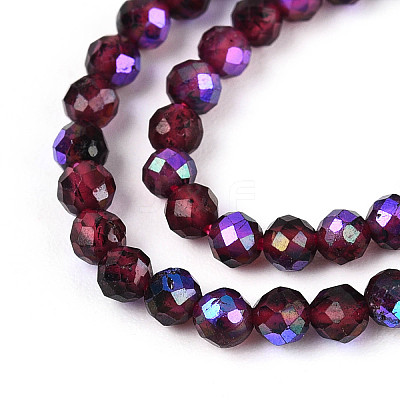 AB Color Plated Natural Garnet Beads Strands G-T144-A07-01-1