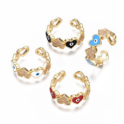 Brass Micro Pave Clear Cubic Zirconia Cuff Rings RJEW-N035-013-NF-1