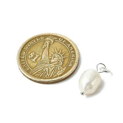 Grade B Natural Cultured Freshwater Pearl Charms PALLOY-JF01497-03-1