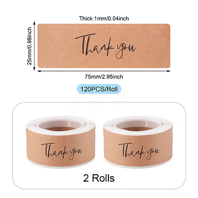 2 Rolls Rectangle Thank You Theme Paper Stickers DIY-TA0013-47B-1