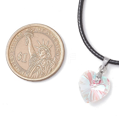 8Pcs 8 Styles Electroplated Glass Heart Flower Moon Pendant Necklaces NJEW-JN05136-1
