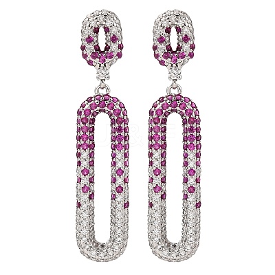 Brass Micro Pave Cubic Zirconia Dangle Stud Earrings EJEW-H014-17P-1