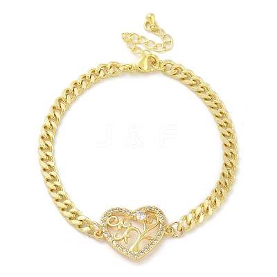 Brass Micro Pave Cubic Zirconia Link Bracelets BJEW-S158-13G-B-1