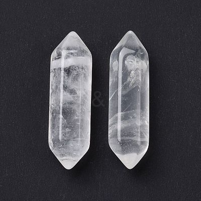 Natural Quartz Crystal Double Terminal Pointed Pendants G-C007-02B-14-1
