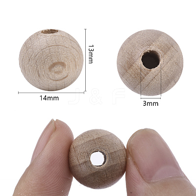 Undyed Natural Beech Wood Beads X-WOOD-T020-01B-1