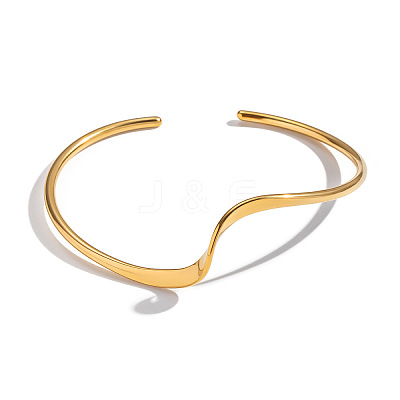 Minimalist Wave Shape 304 Stainless Steel Open Cuff Bracelets for Women XJ3196-1