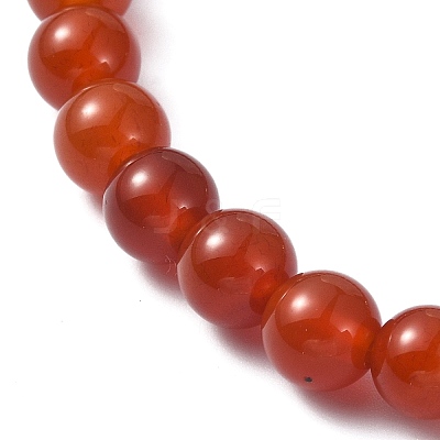 Natural Carnelian Round Beaded Stretch Bracelets BJEW-JB09881-05-1
