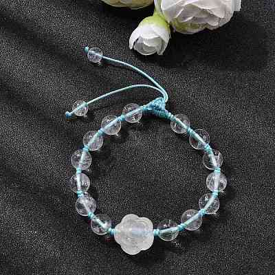 Adjustable Natural Quartz Crystal Braided Bead Bracelets BJEW-L713-A01-1
