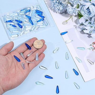 100Pcs 5 Colors Baking Paint Transparent Glass Pendants FIND-SC0023-47A-1