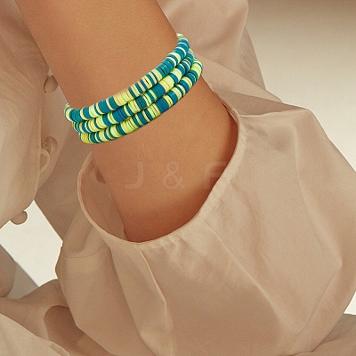 Handmade Polymer Clay Heishi Surfer Stretch Bracelets Set BJEW-SW00099-04-1