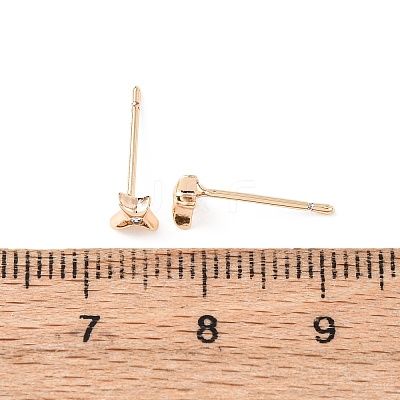 Brass Micro Pave Clear Cubic Zirconia Star Stud Earrings EJEW-L278-06G-1