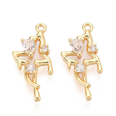 Brass Pave Clear Cubic Zirconia Pendants KK-T077-63G-1
