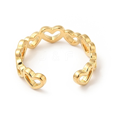 PVD Vacuum Plating 304 Stainless Steel Heart Wrap Open Cuff Ring X-RJEW-C040-01G-1