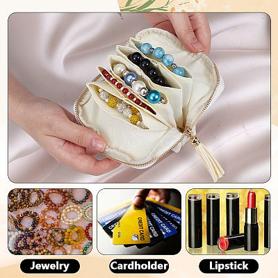 Cloth Jewelry Storage Zipper Bags with Tassel for Earrings Rings Bracelets Necklaces AJEW-WH0596-664A-1