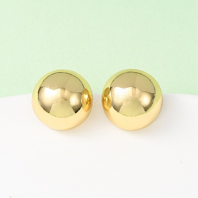 Half Round Brass Stud Earrings EJEW-D346-07G-1