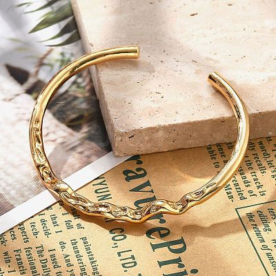 Brass Cuff Bangles for Women BJEW-F482-11G-1