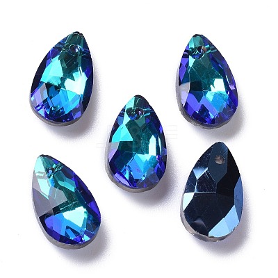 Faceted Teardrop Glass Pendants GLAA-O008-A19-1