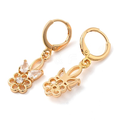 Rack Plating Golden Brass Dangle Leverback Earrings EJEW-B037-18G-1