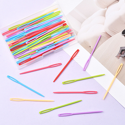 100Pcs Child Plastic Knit Needles Sewing Knitting Cross Stitch TOOL-SP0001-10-1