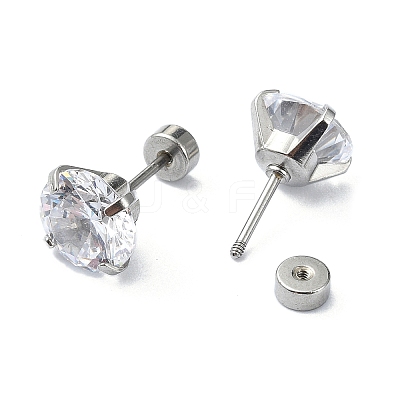304 Stainless Steel Crystal Rhinestone Ear False Plugs STAS-C089-04E-P-1
