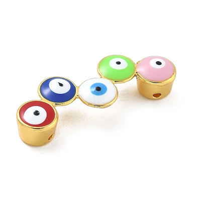 Rack Plating Brass Enamel Evil Eye Connector Charms KK-A234-025G-1