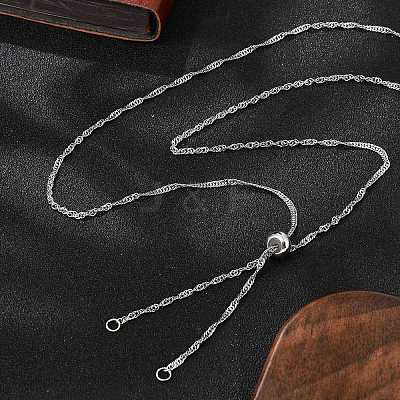 304 Stainless Steel Singapore Chain Necklace Making AJEW-JB01334-02-1