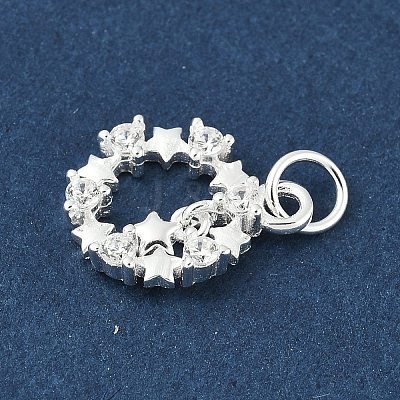 925 Sterling Silver Micro Pave Clear Cubic Zirconia Star Ring Charms STER-S011-05S-1