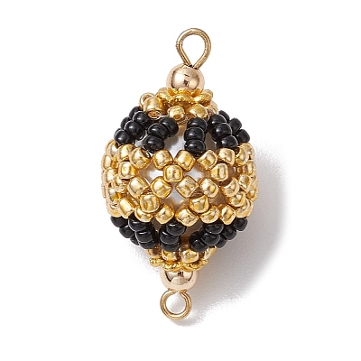 Seed Beads Loom Round Connector Charms PALLOY-MZ00375-1