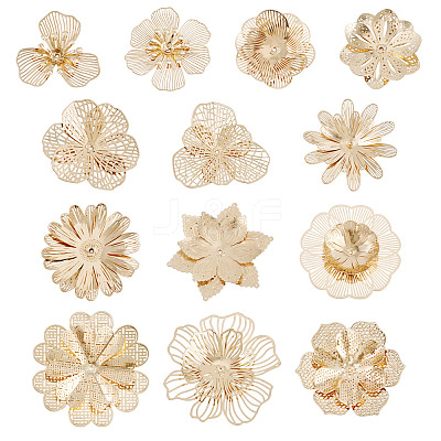 13Pcs 13 Styles Brass Bead Caps KK-TA0008-26KCG-1