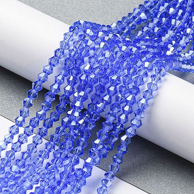 Transparent Electroplate Glass Beads Strands GLAA-F029-4mm-C07-1