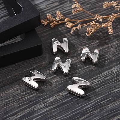 Letter Slider Beads for Watch Band Bracelet Making ALRI-O012-N-NR-1