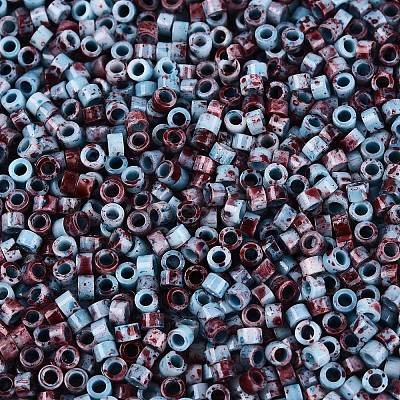 Opaque Picasso Cylinder Glass Beads SEED-Q039-06A-14-1