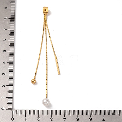 Brass with ABS Plastic Imitation Pearl Charm Ear Nuts KK-G510-11G-1