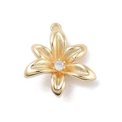 Brass Pave Clear Cubic Zirconia Pendants KK-Z061-13G-01-1