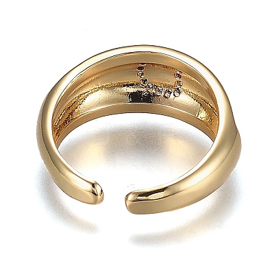 Brass Micro Pave Clear Cubic Zirconia Cuff Rings RJEW-H538-03G-D-1