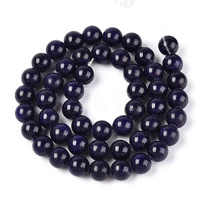 Dyed Natural Mashan Jade Round Beads Strands G-T139-8mm-67H-1