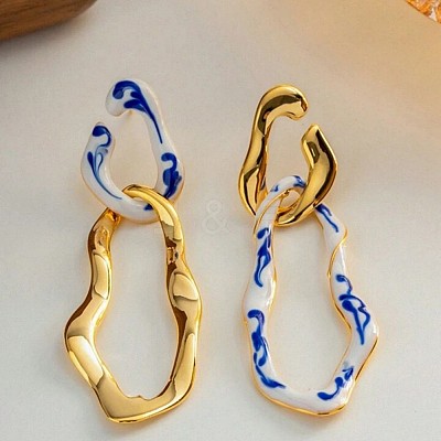 Alloy & Enamel Dangle Stud Earrings WG242C1-01-1