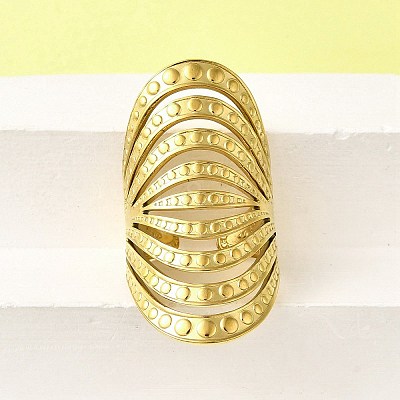 304 Stainless Steel Adjustable Cuff Rings for Women RJEW-B123-01G-03-1