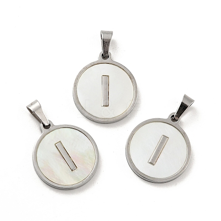 304 Stainless Steel with White Shell Pendants STAS-G268-01I-P-1