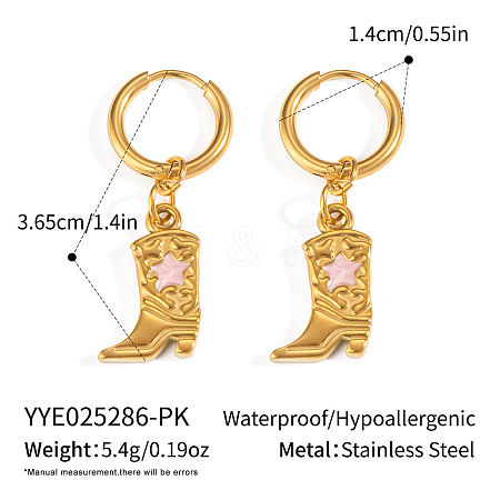304 Stainless Steel Shoes with Star Hoop Earrings KC5078-2-1