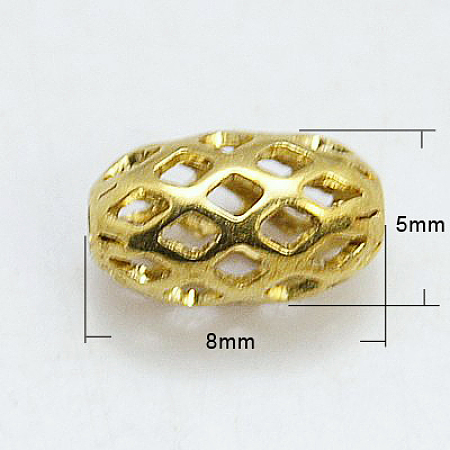 Brass Filigree Beads KK-H737-8x5mm-G-1