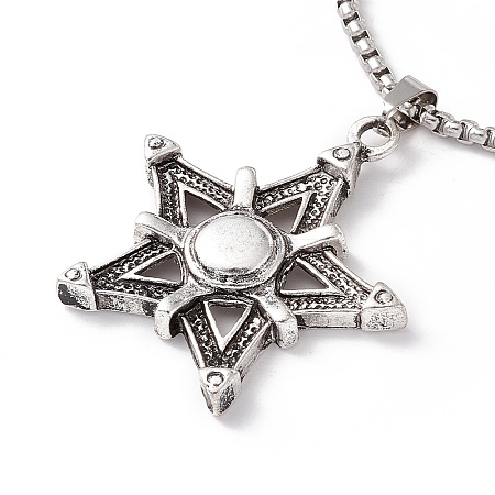 Alloy Star Pendant Necklace with 304 Stainless Steel Box Chains NJEW-C007-08AS-1