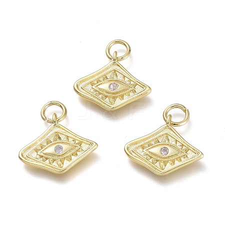 Brass Micro Pave Cubic Zirconia Pendants KK-P188-C03-G-1