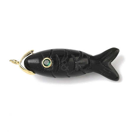 Natural Obsidian Carved Pendants G-P599-07G-01-1